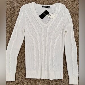 Lauren by Ralph Lauren knew with tags size medium white V-neck sweater